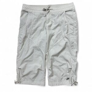 Y2K Nike Beige Capri‎ Track Pants Drawstring Athleisure Lightweight Women's M